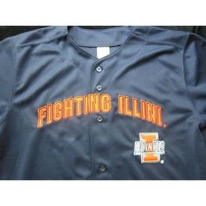 ILLINOIS Fighting Illini Button Up JERSEY Shirt YOUTH Large 14-16 SEWN Boys GIRL